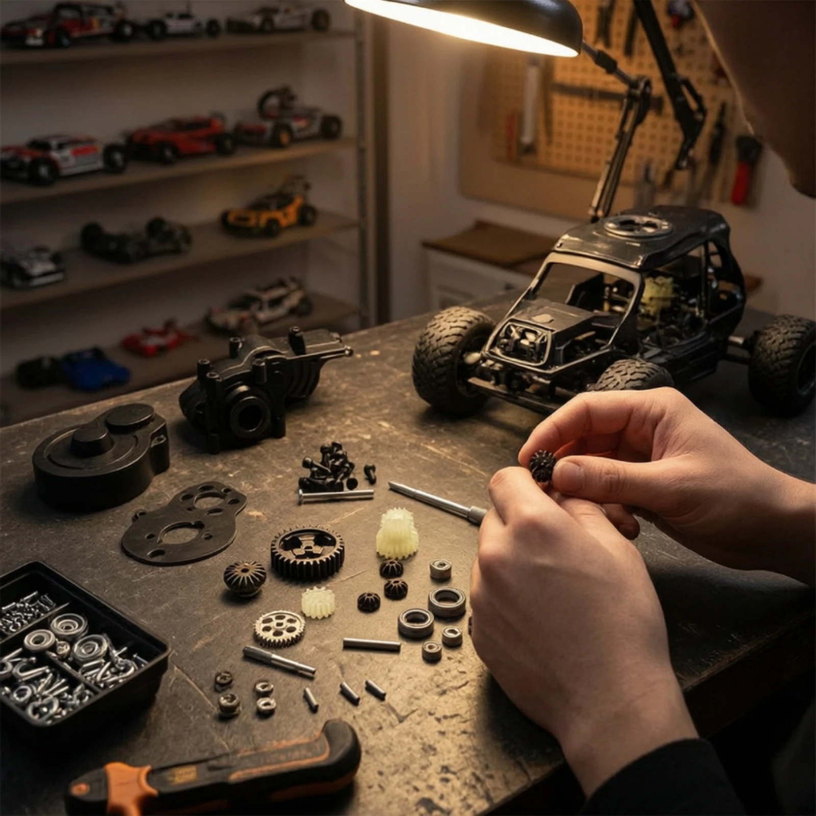 Gearbox Assembly with Gears Precision RC Car Gearbox RC Car Upgrade Kit Aluminum Alloy Hardware Assembled for Builders