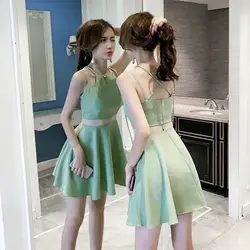 2025 New Sexy Women's Korean Version Short Instagram Style Skirt Backless Slim Fit Night Court Camisole Chic Dress Summer