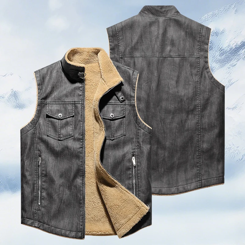 

Мужской утепленный жилет из овечьей шерсти: теплый, модный, повседневный, свободного кроя, молодежный, на осень-зиму-весну