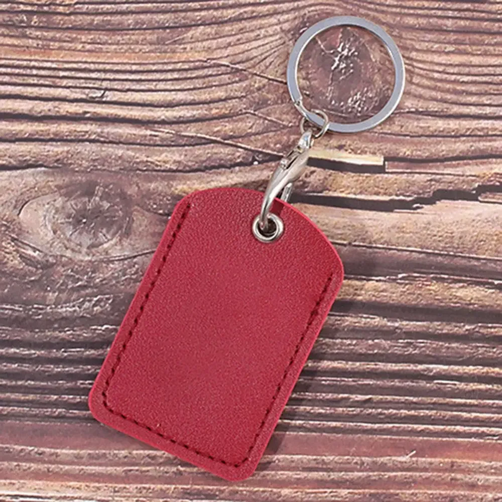 Useful Protective Card Sleeve With Keychain PU Leather Badge Card Holders Rectangle Key Pouch For Airtag