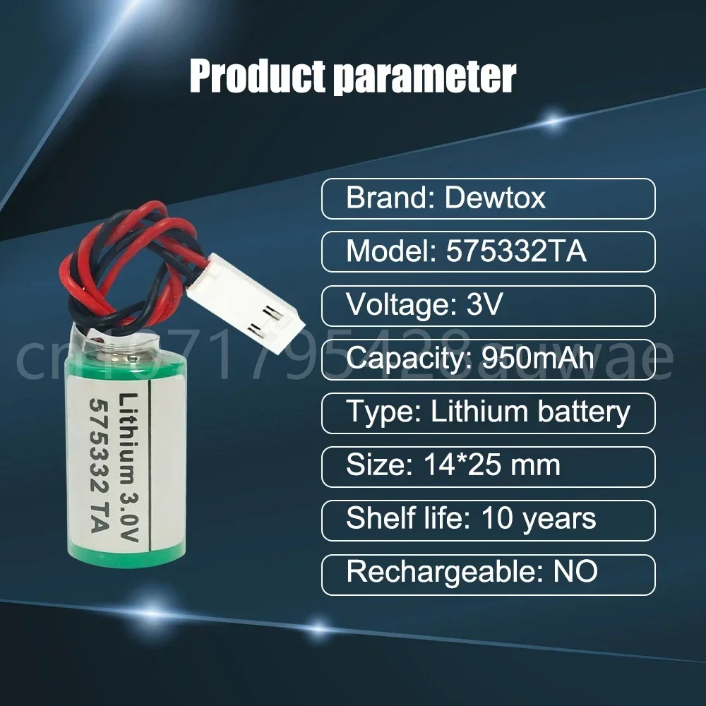 5PCS 575332TA 6FC5247-0AA18-0AA0 840D 810D 3V Lithium PLC Battery with White AMP Plug For Back-Up Batteries