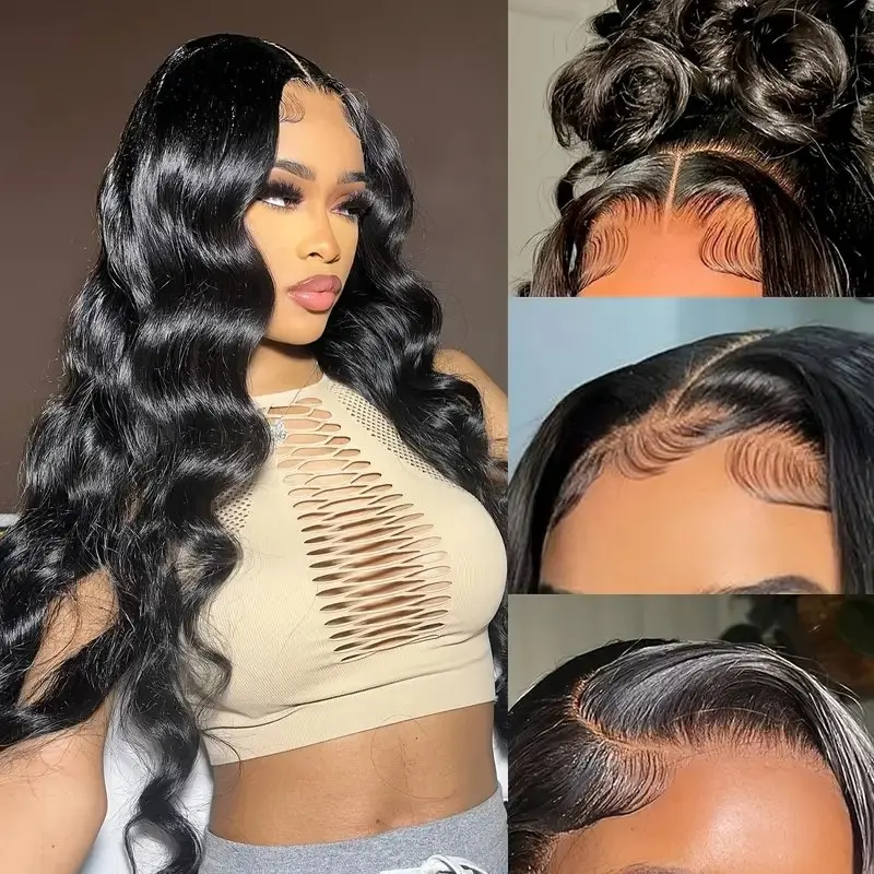 Rosabeauty Body Wave HD Nature Color For Women 13X4 Transparent Lace Frontal Wig 13X6 Front Human Hair Glueless Wig 250% Density