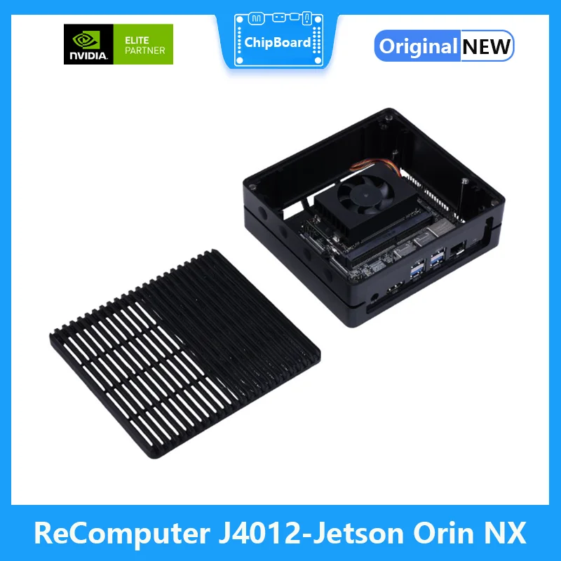 ReComputer J4012-Edge AI Device with NVIDIA Jetson Orin NX 16GB Module, 4xUSB 3.2, M.2 Key E & Key M Slot, Aluminum Case