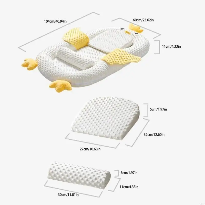 54DF حل نوم لحديثي الولادة أثناء السفر، سرير جميل مهدئ للأطفال في السرير، يحاكي احتضان الوالدين مع حامل ألعاب #6