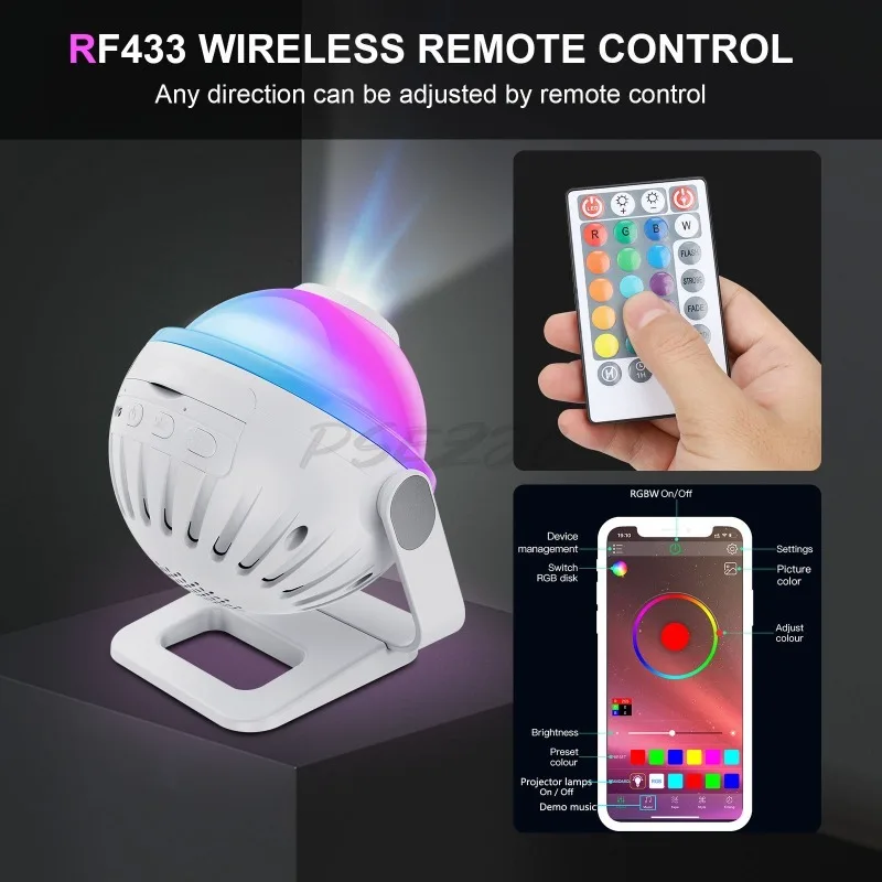 Smart Galaxy Starry Sky Projection Night Light Atmosphere Light, 11 kinds of projection films are included