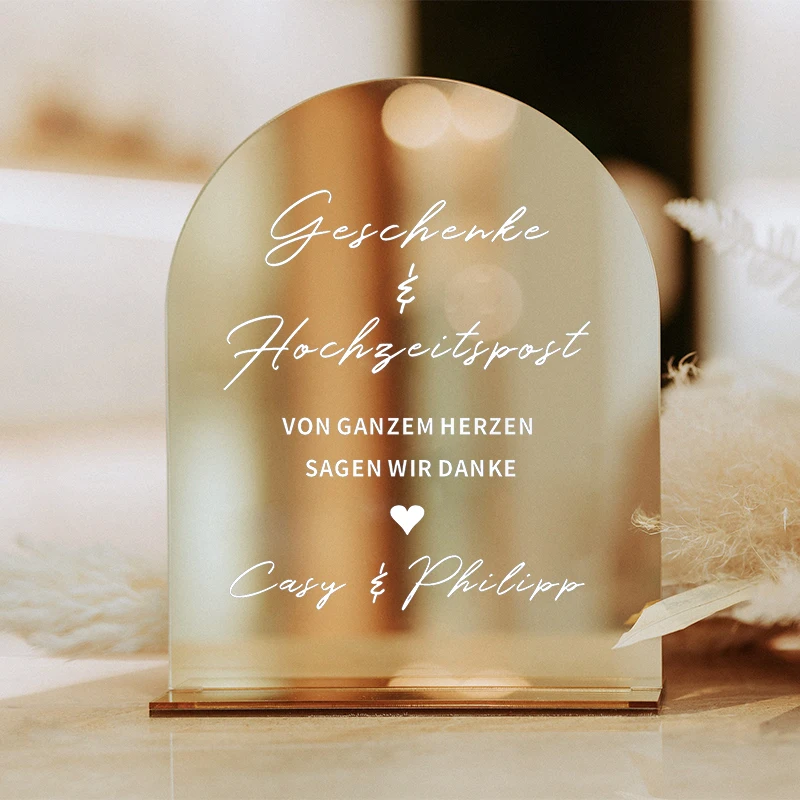 

Acrylic Mirror Gold Arch-Shaped Table Sign, Factory Custom