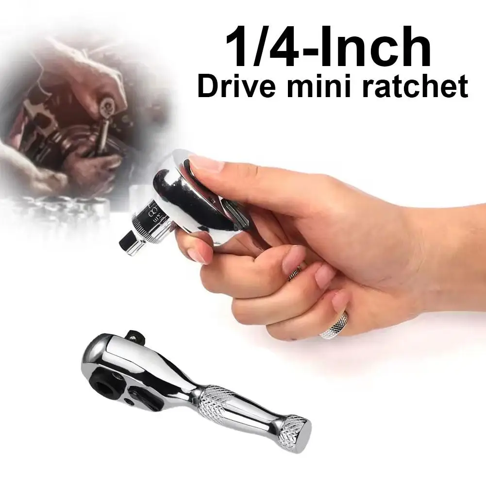 

Мини-ключ с трещоткой с двумя головками и приводом 1/4 дюйма, гаечный ключ с отверткой, авто гаечный ключ, ремонтная трещотка X1Z6