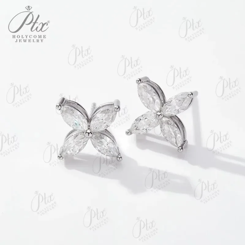 ใหม่ Marquise ตัด Moissanite ต่างหูชุดเครื่องประดับ D สี 100% 925 เงินสเตอร์ลิงชุบ 18K สําหรับผู้หญิงของขวัญครบรอบ