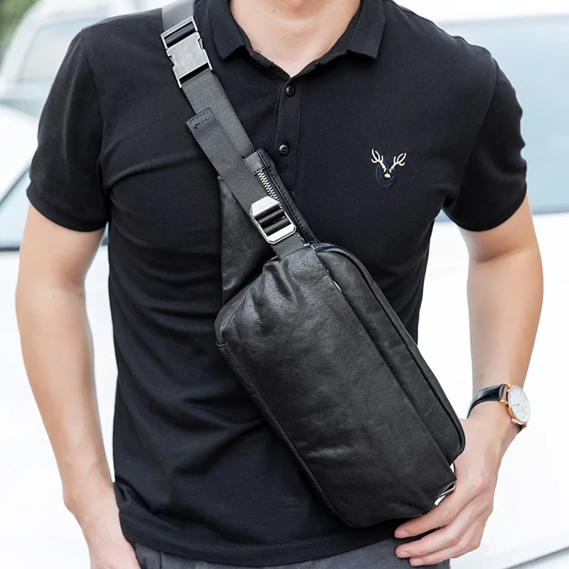 

SENOFAN Brand Chest Bag Casual Soft Shoulder Messenger Crossbody Bags for Men Outdoor Real Cowhide Sling Waist Bags Male Hot