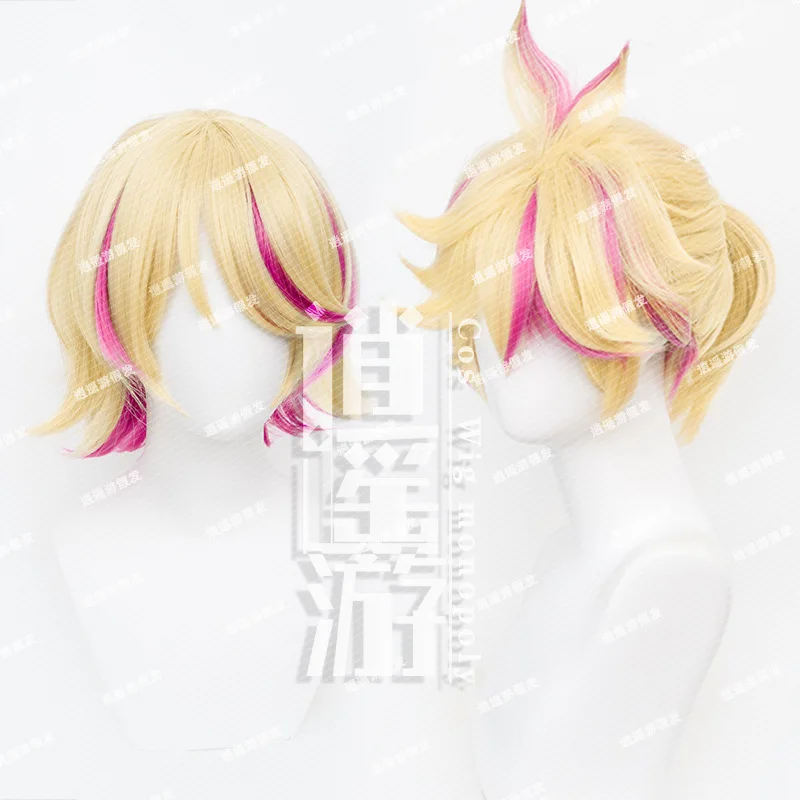 Muse Dash Kagamine Twins Cosplay Wig Tied Hair Simulation Scalp Top Halloween Gift