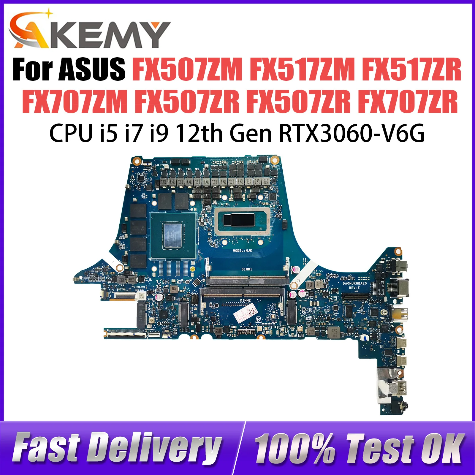 

Mainboard For ASUS FX507ZM FX517ZM FX517ZR FX707ZM FX507ZR FX507ZR FX707ZR TUF707Z TUF517Z, i5, i7, i9 12th Laptop Motherboard