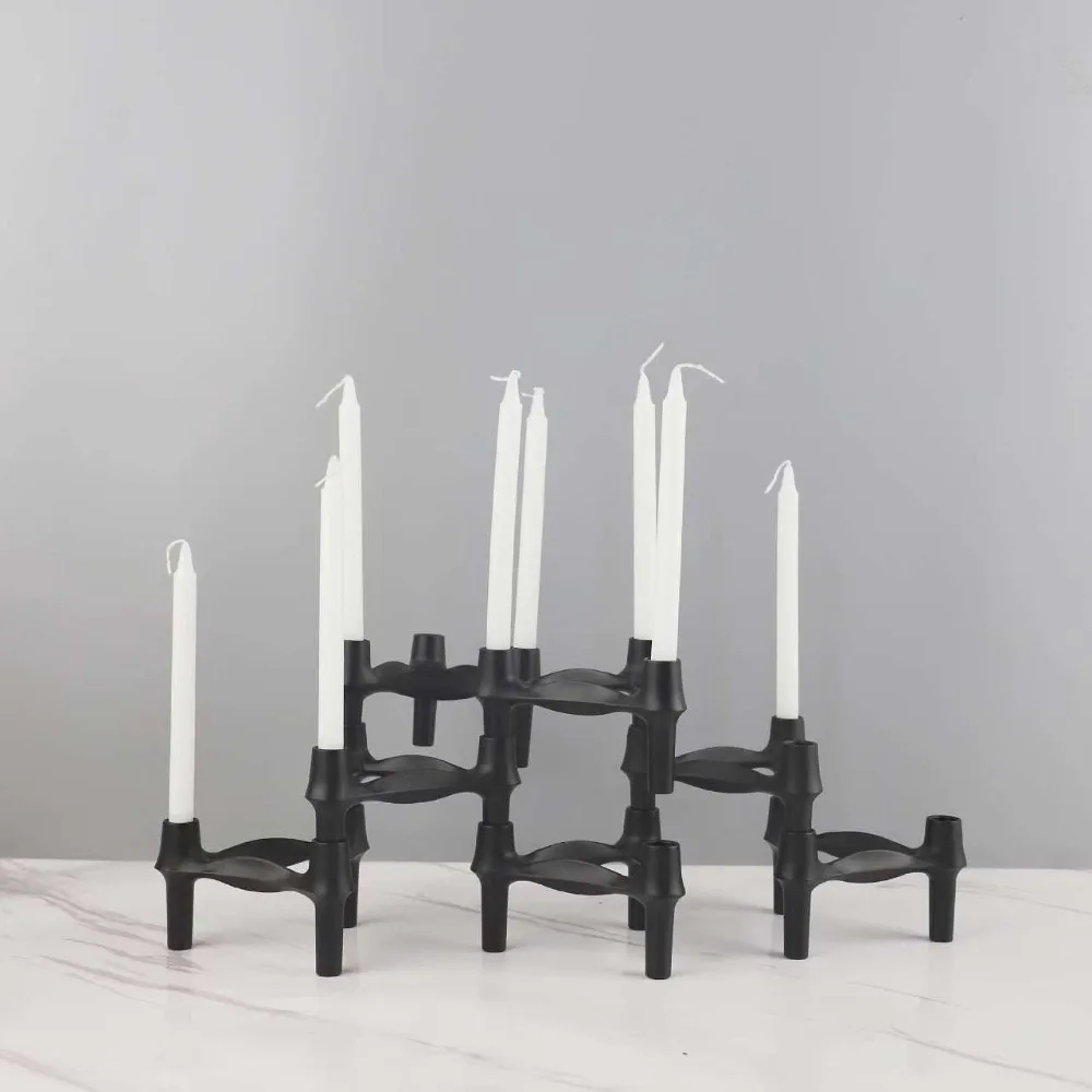 New Metal Molecular Structure Candle Holder Nordic Silver Home Decore Candelabra Triangle Candlestick Gift