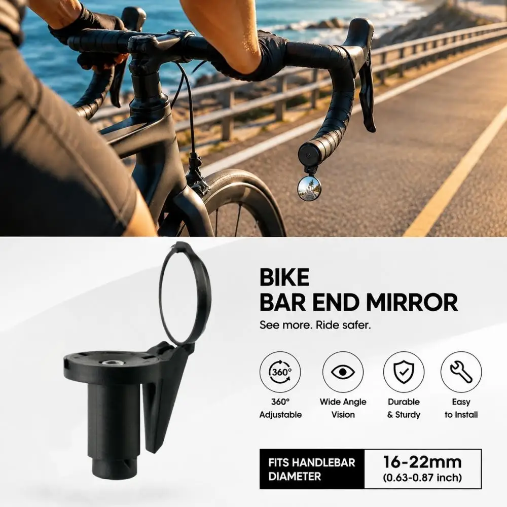 Fahrradlenker Endspiegel Fahrrad Rückspiegel HD Spiegel 360° ° Drehen Sie konvexe MTB Rennrad Lenker Spiegel Fahrradzubehör – Detail 5