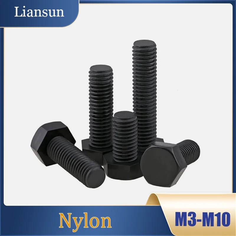 

Nylon Hex Screws Black Plastic External Hex Drive Bolts M3M4M5M6M8M10 High -Strength Fastening Screws Insulation&Heat Resistance