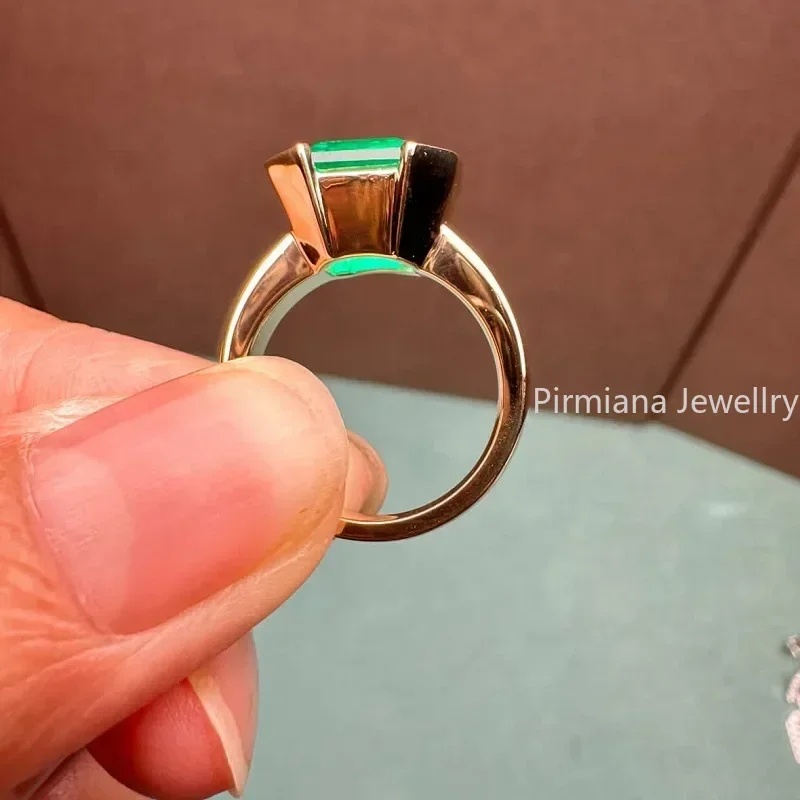 Pirmiana Custom Design 18k Yellow Gold 4.25ct Lab Grown Emerald Ring for Women Jewelry Engagement Band