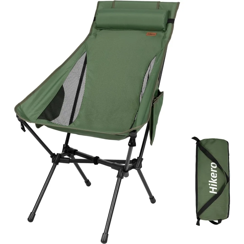 

Portable High Back Camping Chair, Support Heavy Duty 440 Lbs, Lightweight Folding Chair with Adjustable Pillow for Hiking