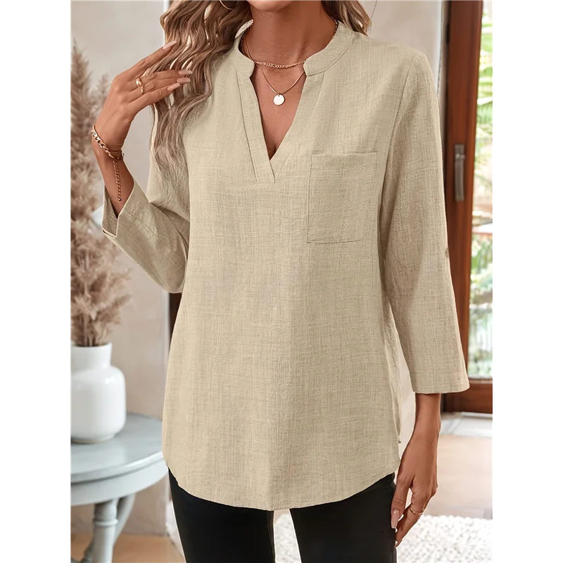 CGS-Women Boyfriend Shirts Button Down Long Sleeve Blouse Cuffed Sleeve Collared Shirt