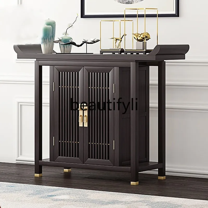 Foyer table Solid wood strip table, modern simple living room end view table Partition cabinet