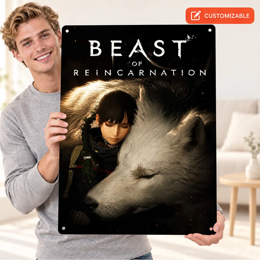 Beast Of Reincarnation Aluminum Poster Personalized Metal Sign Detailed Digital Fantasy Illustration Wall Art For Living Room