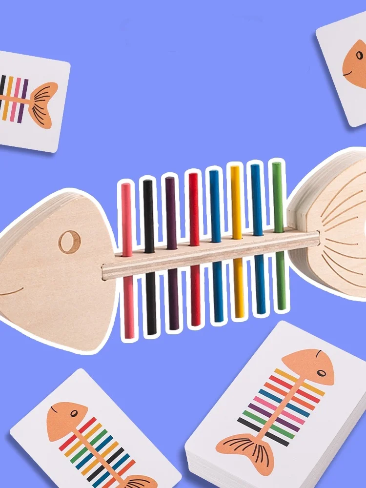 Varas de madeira ação espinha de peixe cor com brinquedo de mesa brinquedos pai-filho interativo varas de ensino de matemática