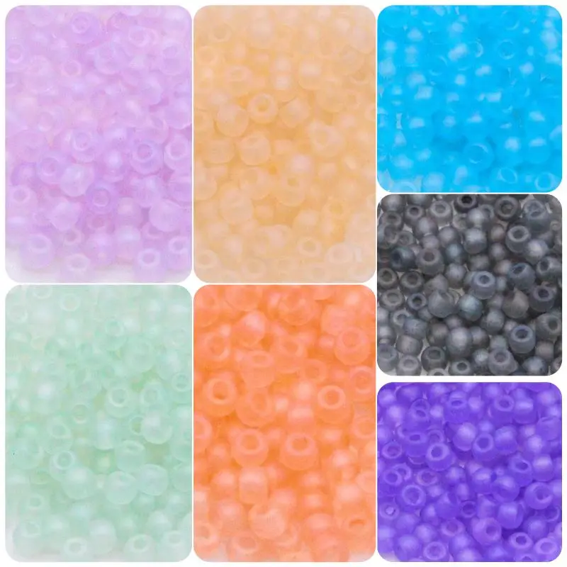 Cuentas de arroz de vidrio microstained esmerilado de 2/3/4mm, Material artesanal a mano, banda casera, pulsera con cuentas, accesorios de adornos