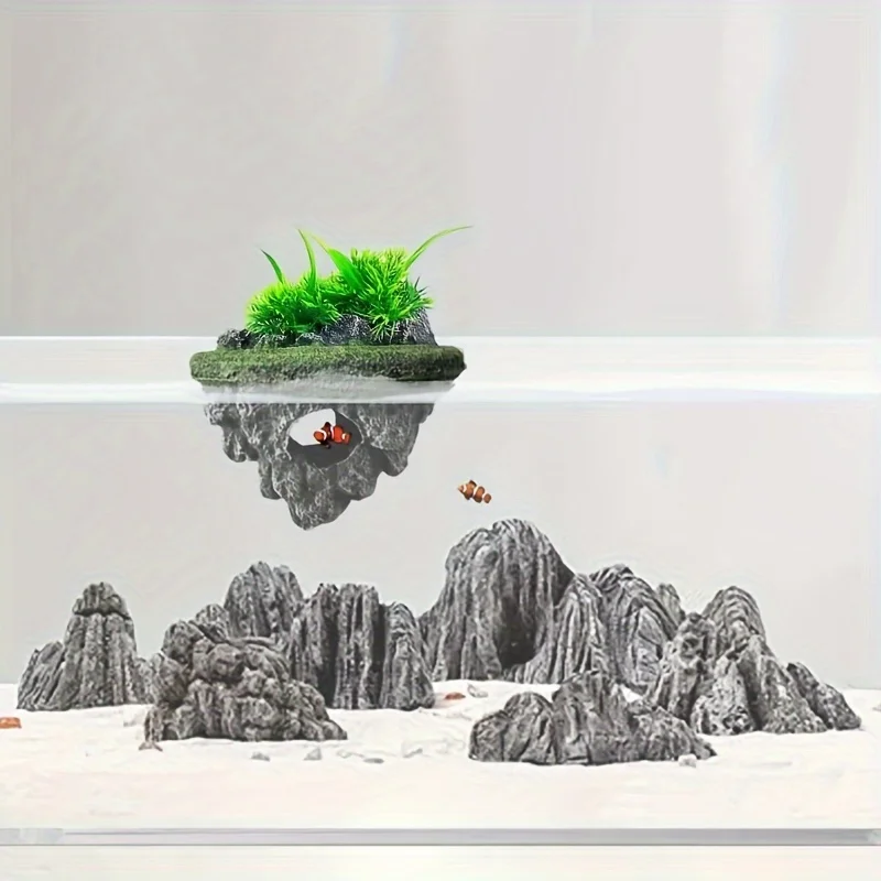 Mehrzweck-Aquarium-Schwimminsel-Dekor, Stein mit Unterstand für Fische, ökologische Landschaft, Steingarten für die Landschaftsgestaltung im Aquarium – Detail 8