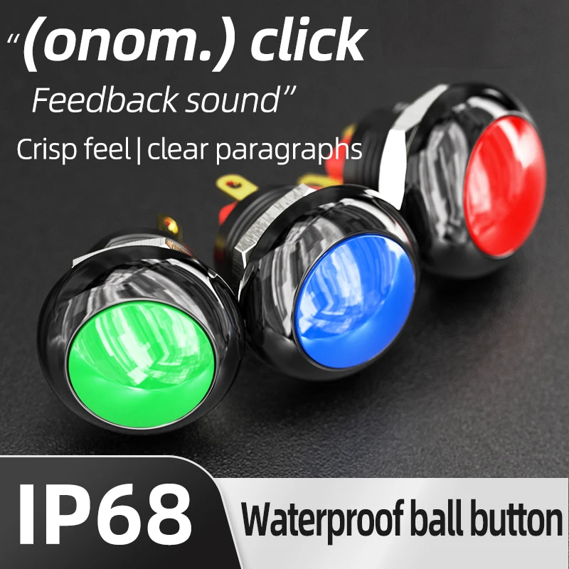CDOE 12mm Momentary Push Button Switch Mini Round Switch IP68Waterproof IP68 3A 250V AC SPST NO 2 Pin PBS-33B