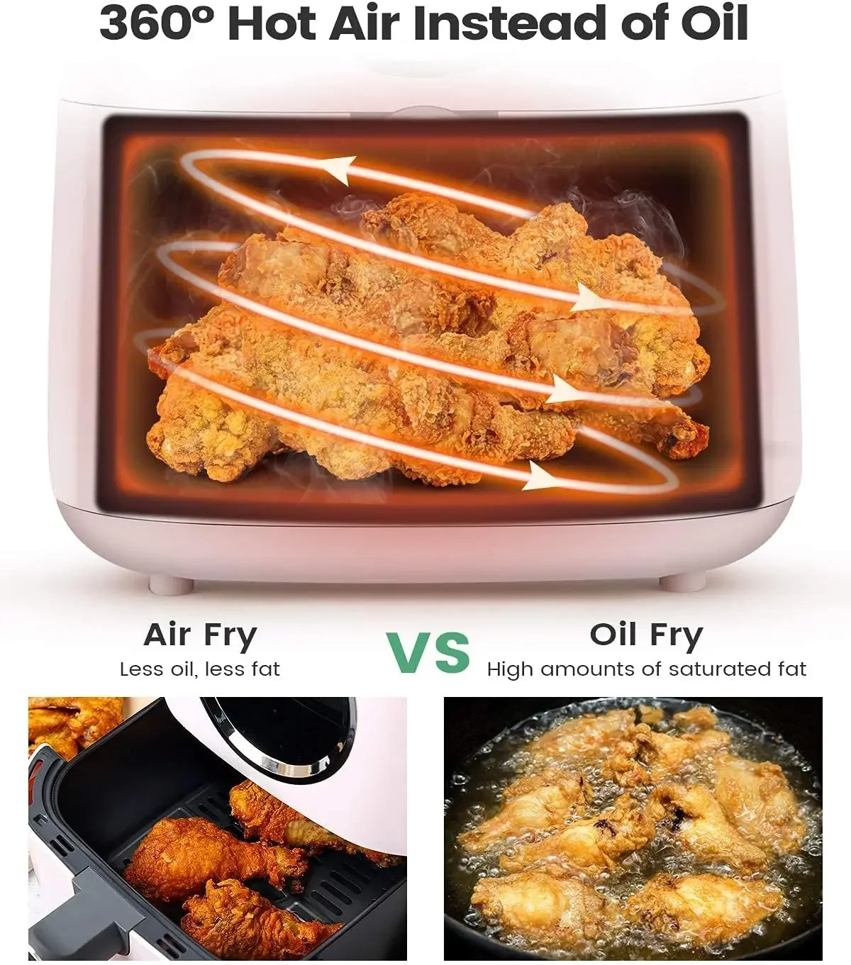 KOOC Large Air Fryer, 4.5-Quart Electric Hot Oven Cooker, Free Cheat Sheet for Quick Reference Guide, LED Touch Digital Sc