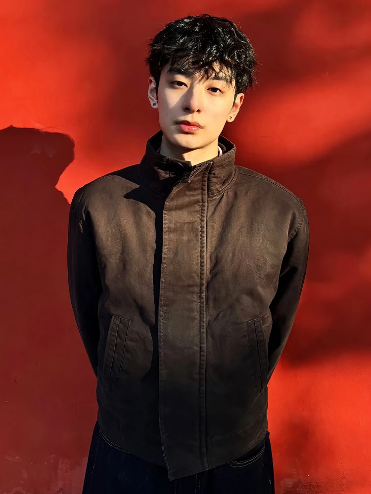 

Мужская куртка в стиле ретро-американский, с воротником-стойкой, для охоты, на флисовой подкладке, теплая, из плотного хлопка, для тяжелых работ