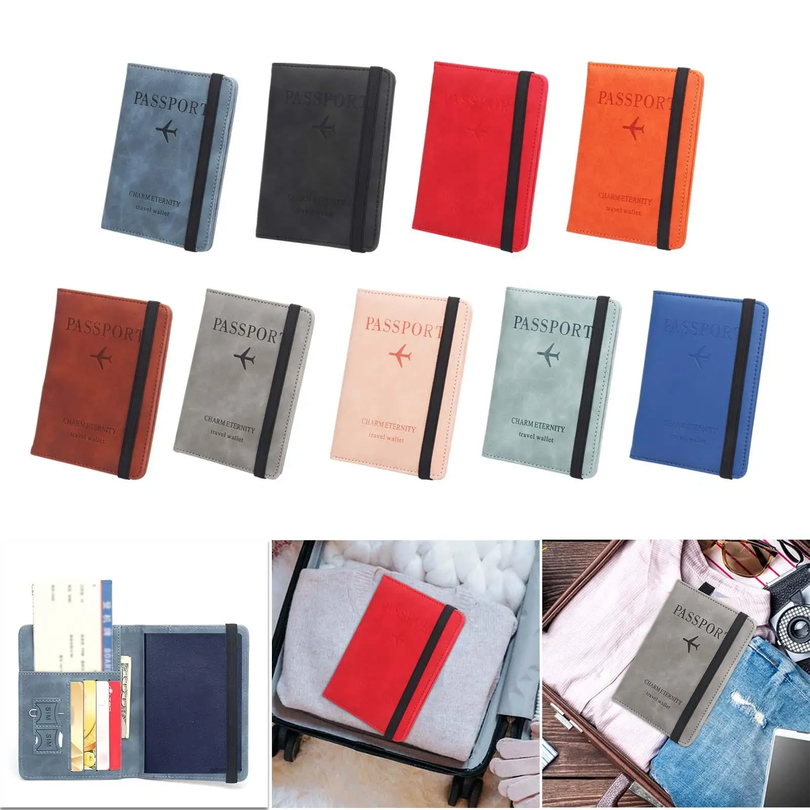 Passport Holder, Travel Wallet, RFID Blocking Passport Cover for Men, Women