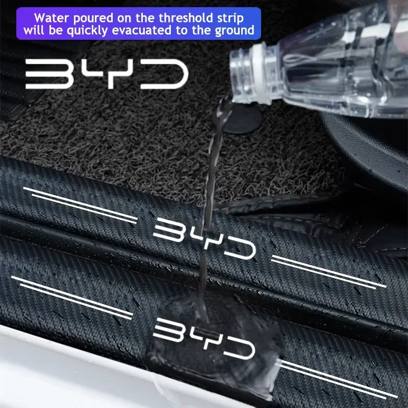 

Наклейки на порог автомобиля с защитой от царапин, углеродное волокно для BYD PLUS YUAN TANG SONG HAN, уплотнение 06 PLUS, полосы бампера багажника