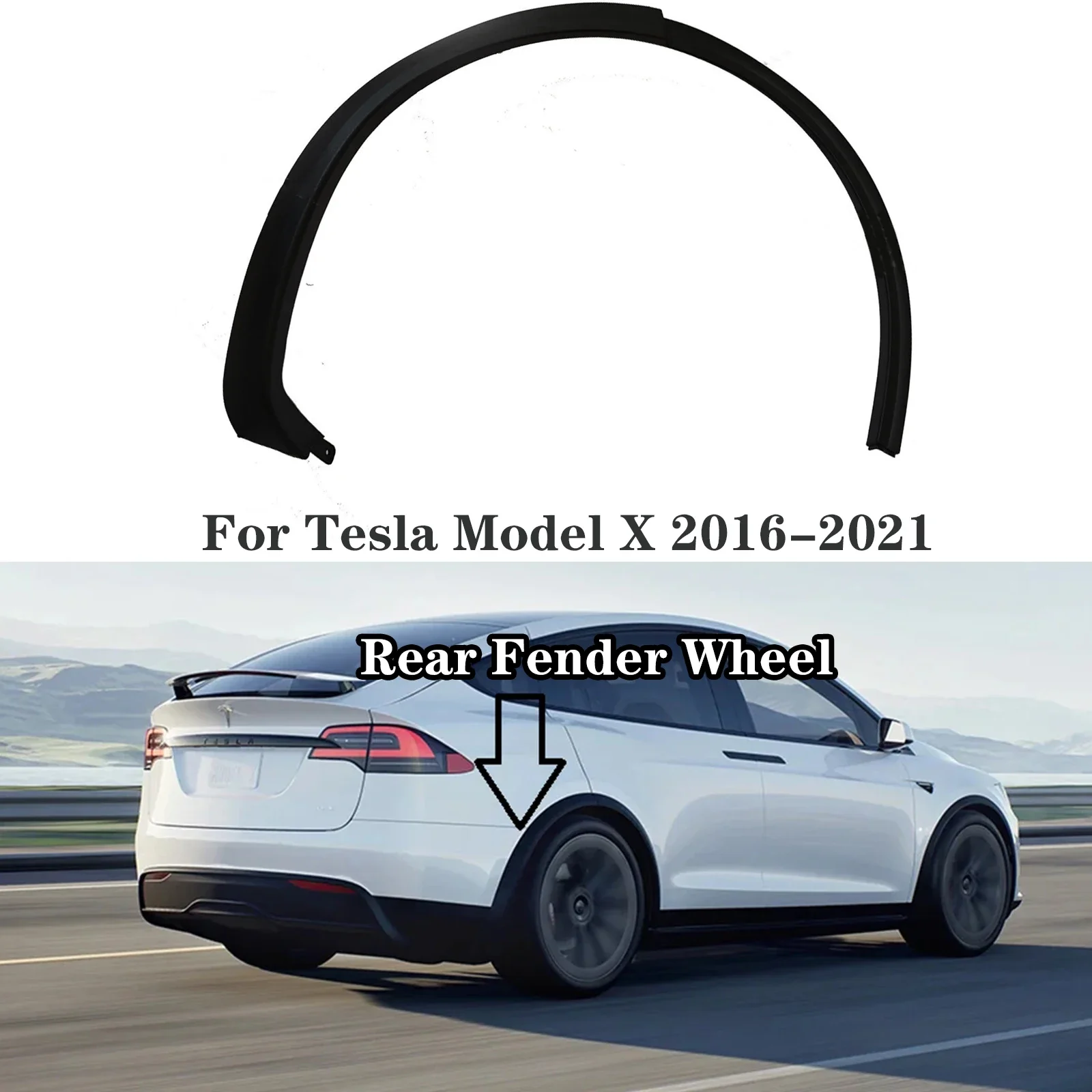 

For Tesla Model X 2016 2017 2018-2023 Rear Fender Wheel Flare Molding Trim Eyebrow L 1035290-00-E R 1035291-00-E Car Accessories