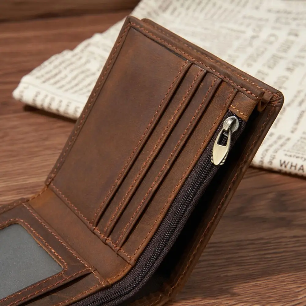 Luxury Vintage Genuine Leather Wallet Multi-Card Slot Slim Design Coin Purse Handmade Lightweight Short Wallet Business