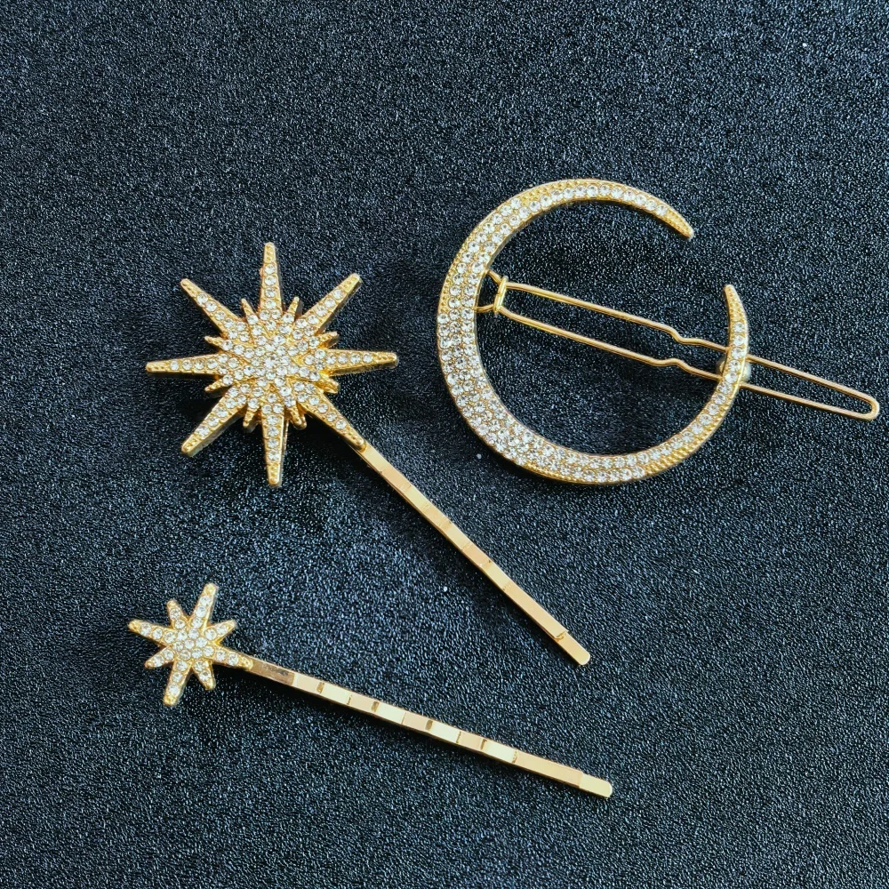 3/4-teiliges Set Kristall-Stern-Haarnadeln für Frauen und Mädchen, Metall-Haarspangen, Luxus-Haarnadeln für Damen, Hochzeits- und Braut-Haaraccessoires – Detail 3