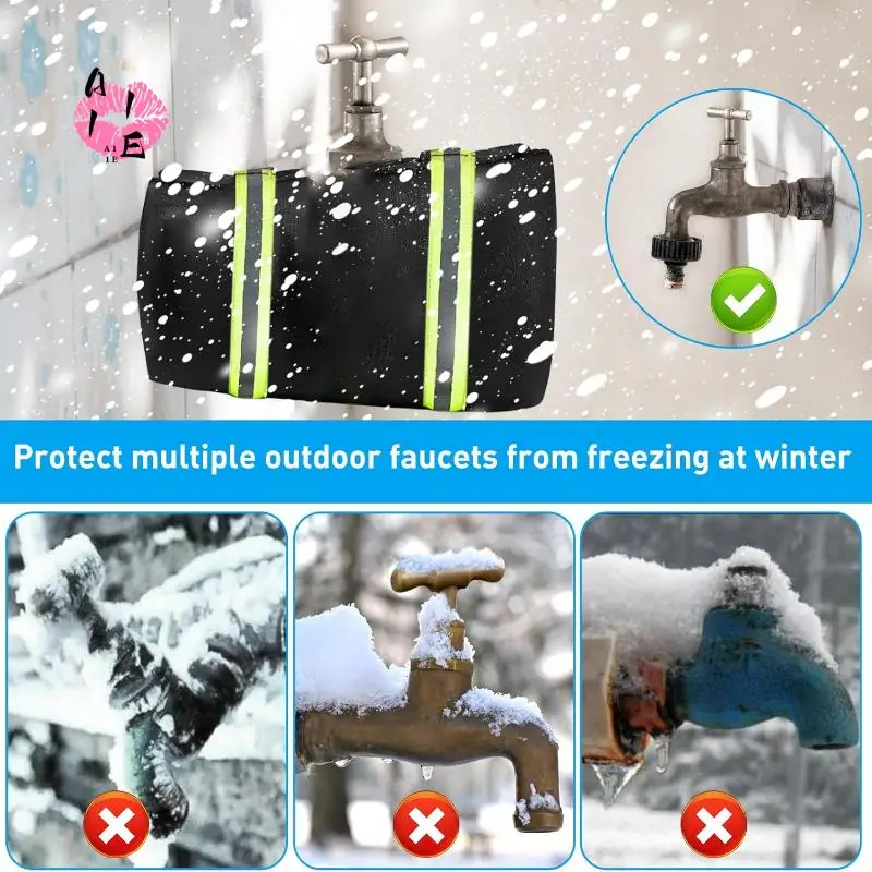 A11E-2Pcs Outdoor Faucet Cover For Winter Freeze Protection Frost Proof Insulated Spigot Freeze Miser With Reflective Strip
