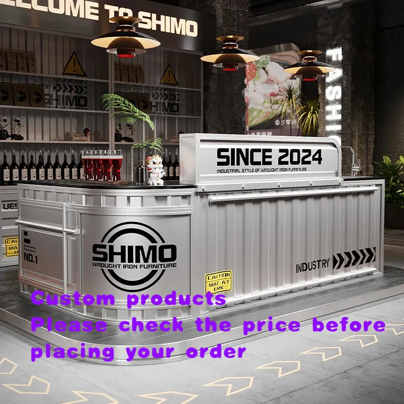 custom.Industrial Metal Bar Counter Table with Storage Commercial Use in Food & Beverage Coffee Shop Gym-Custom OEM/ODM