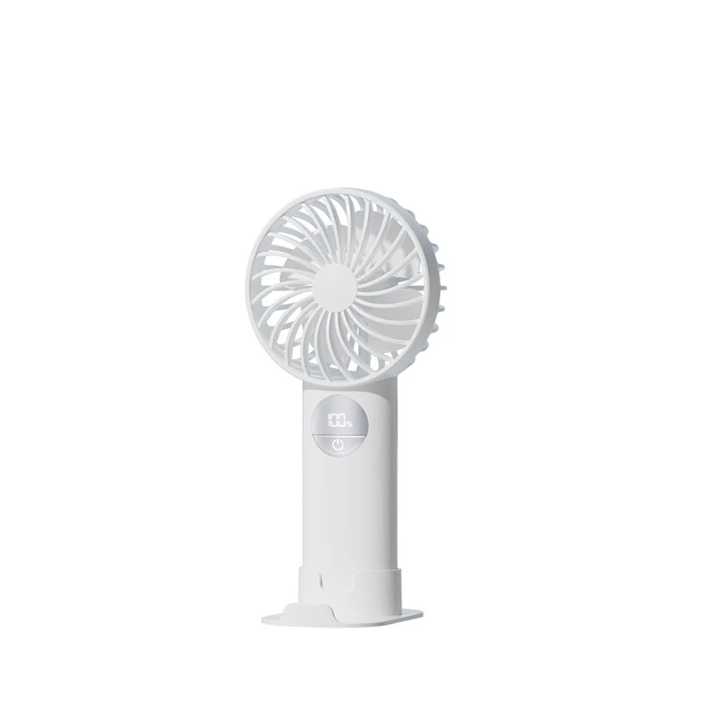 Handheld Fan USB Charging 5 Adjustable Speeds Digital Display for Battery and For Velocity Monitoring 1800mAh Built-in Battery