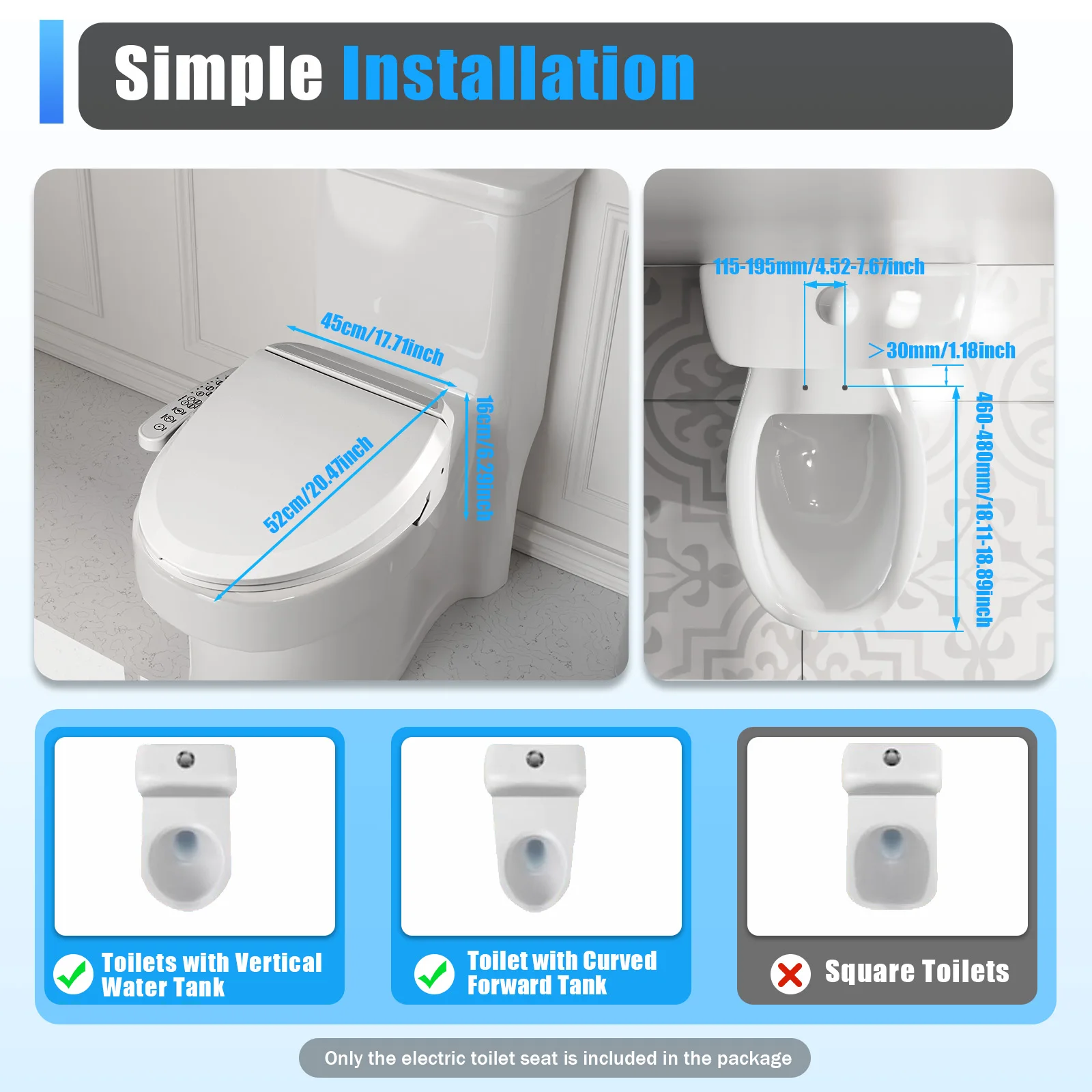 Inodoro eléctrico inteligente, ducha, asiento de inodoro, inodoro calentado, limpieza automática