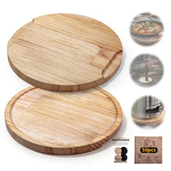 Alfombrilla ignífuga para chimenea de mesa: bandeja bambú redonda