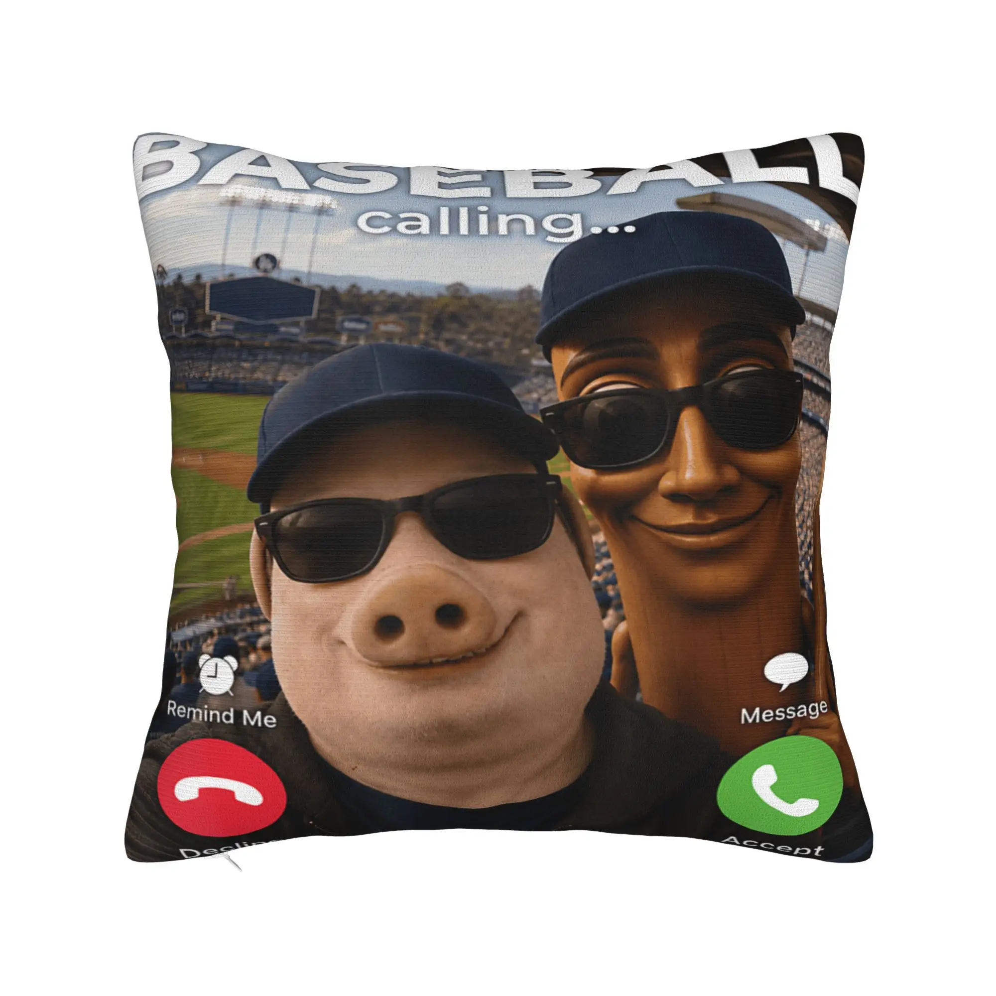 John Pork Tung Sahur Watching Baseball Match Brainrot Pillow Case Comfy Pillow Cover Pillowcases For Sofa Bedroom Home Decor