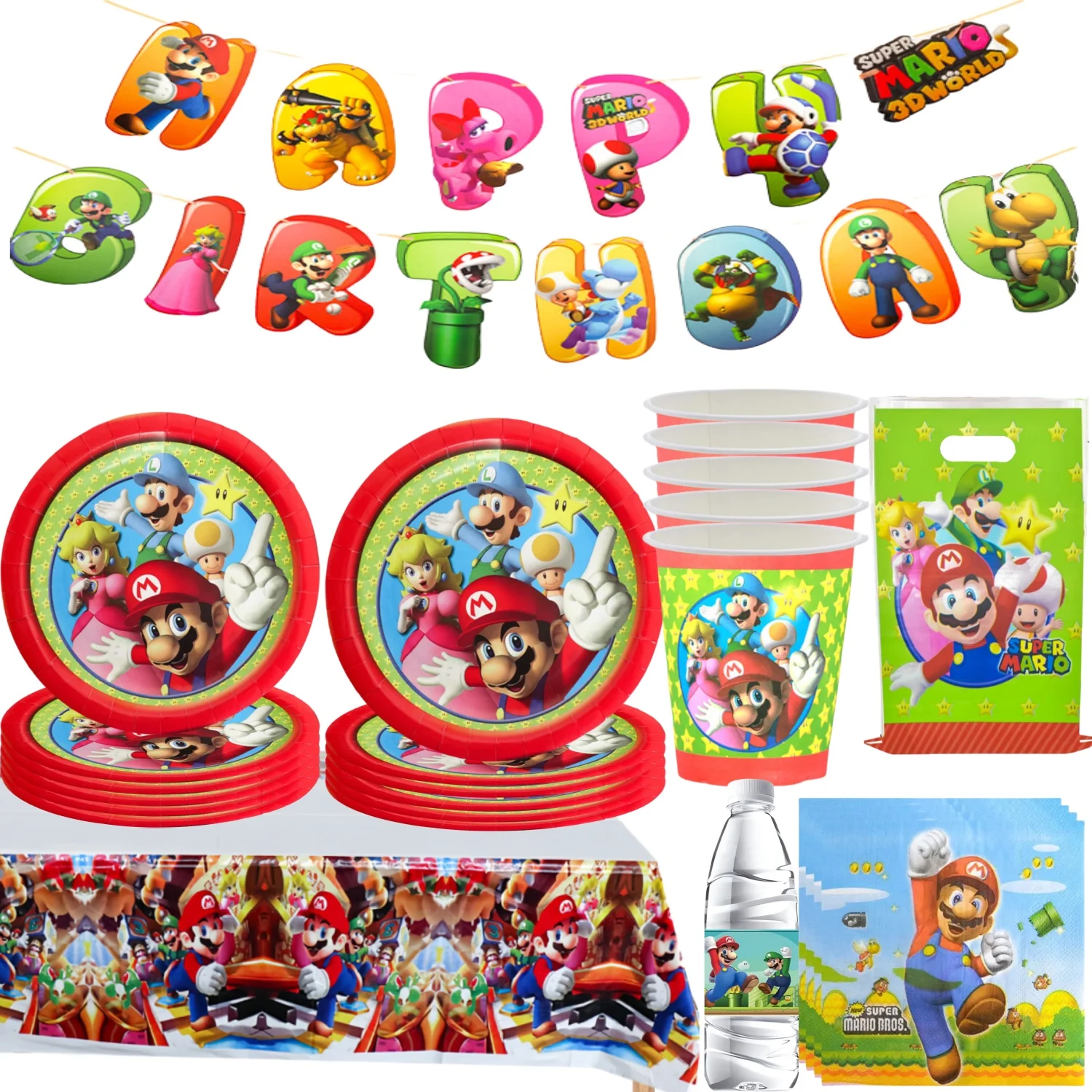 

Super Mario Birthday Party Decor Mario Bros Disposable Tableware Set Tablecloth Cup Plate Balloons Boys Toy Gift Party Supplies