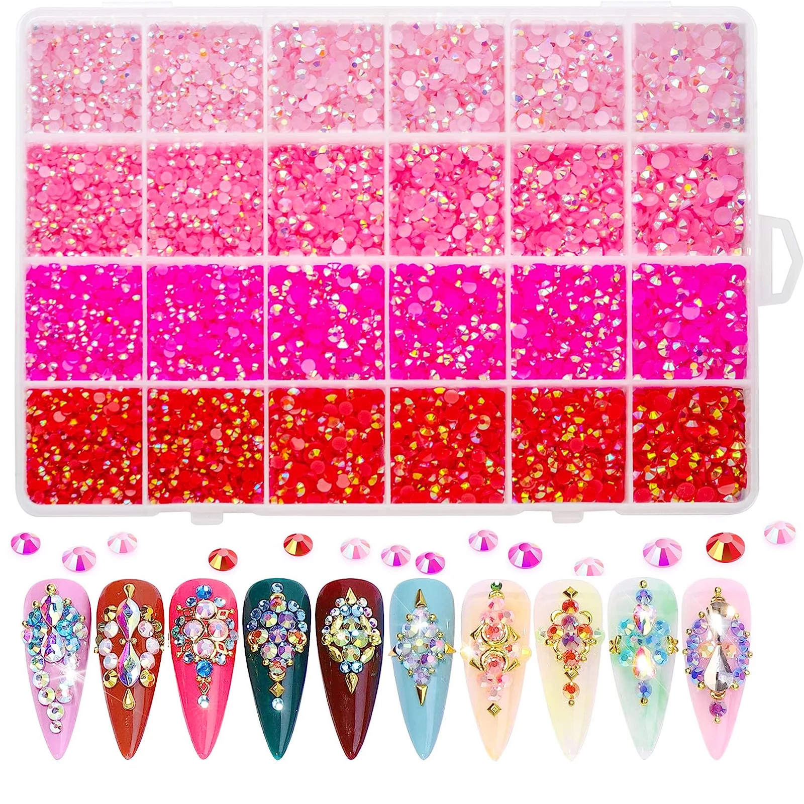 

16800 штук/упаковка розовых страз для ногтей, 4 цвета круглых страз с плоским дном, для декоративного оформления своими руками.