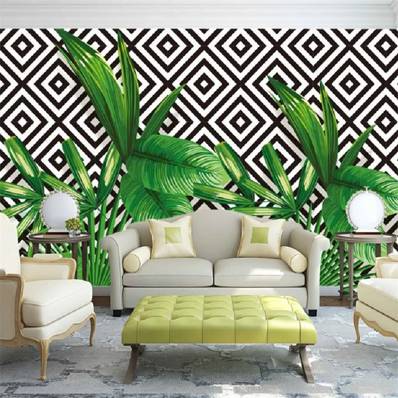 Custom wallpaper 3d mural papier peint fresh modern minimalist stereo plant geometric mosaic TV background wallpapers home decor