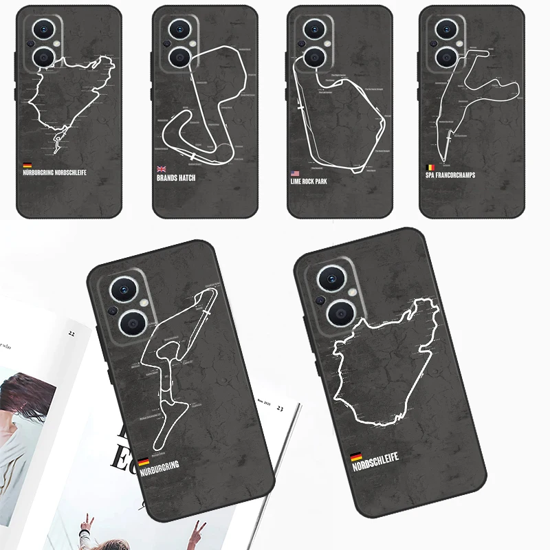 Formula 1 F1 Racing Circuit Case For OPPO Reno 10 Pro 4Z 5Z 8T 4 5 6 7 8 Lite OPPO Find X6 Pro X3 X2 Neo X5 Lite Cover