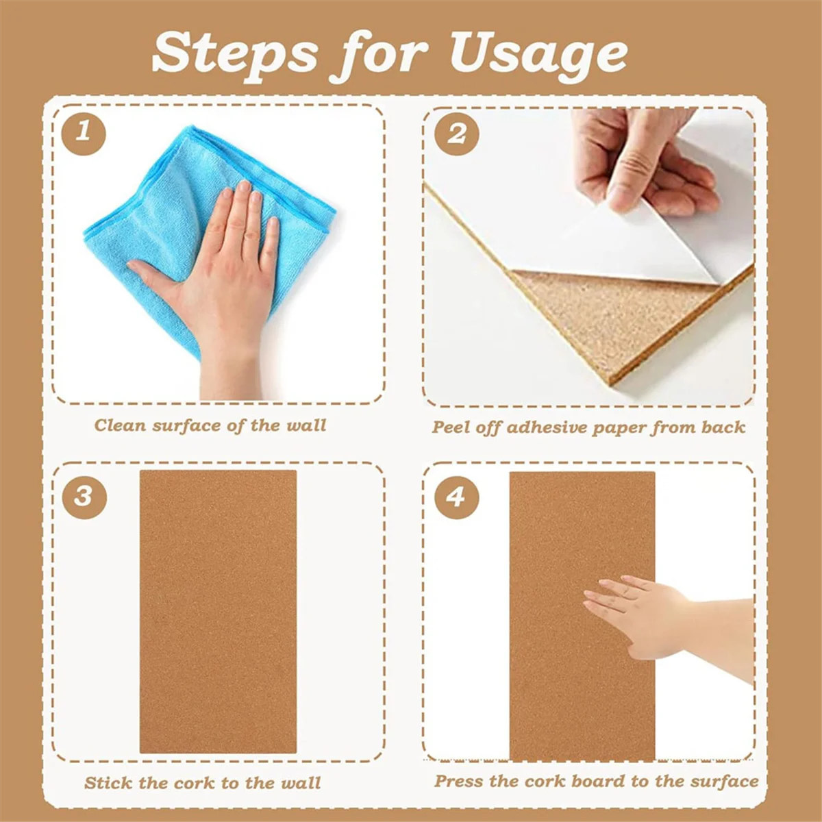 

KEKA Cork Board Bulletin Board, Small Rectangular Pin Board for Wall, Self-Adhesive Cork Board for Office, School and Home