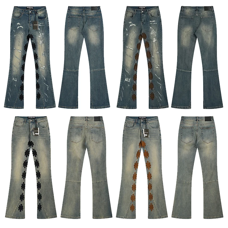 

Новые винтажные расклешенные эластичные брюки LOST SHDWS JEANS Trend в стиле хип-хоп, свободные джинсовые брюки Lostshdws