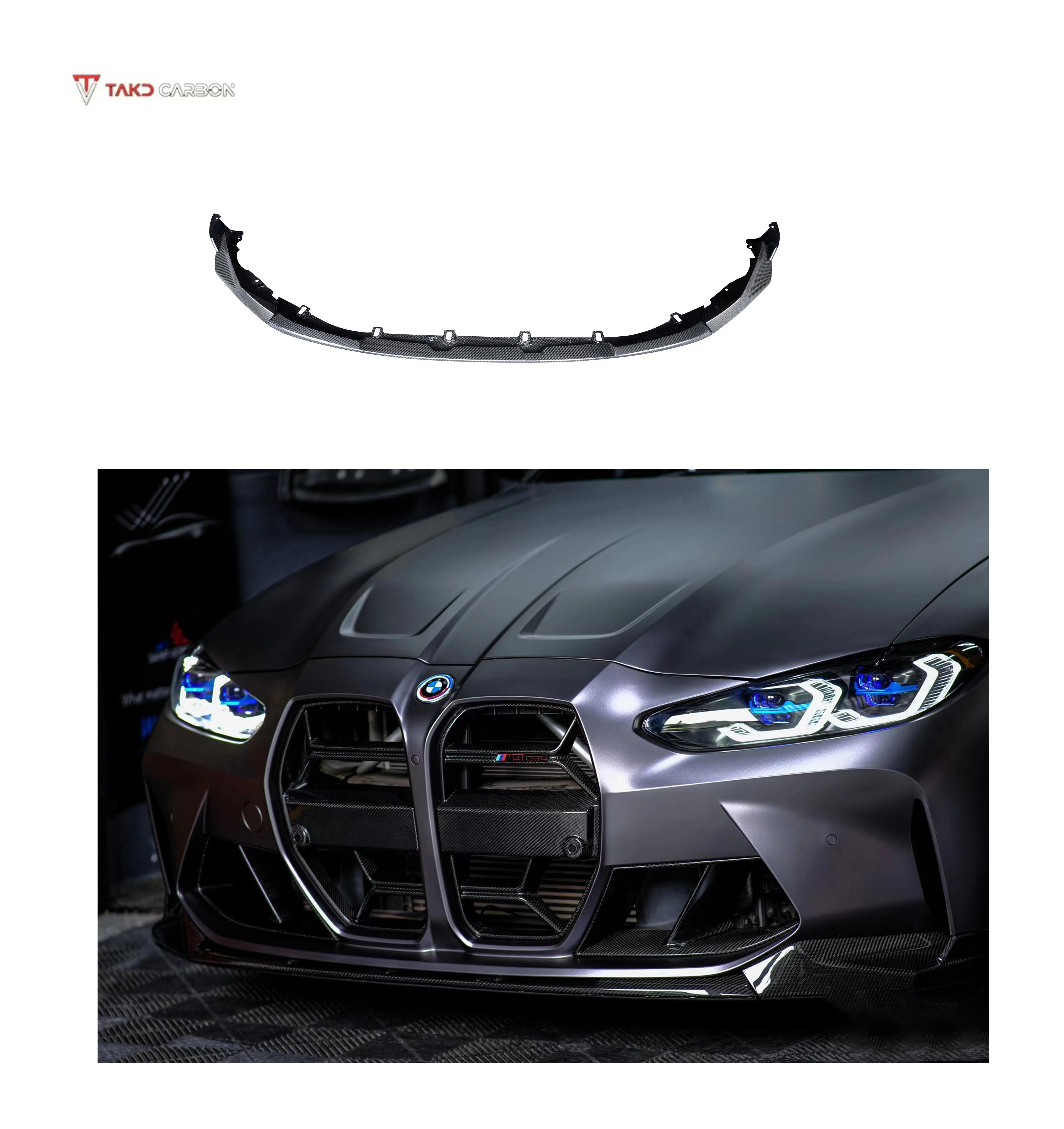 

Dry Carbon Fiber MP Style Front Bumper Lip & Universal Rear Spoiler for bmws M3 G80/M4 G82 G83 (2021+) - TAKD Carbon