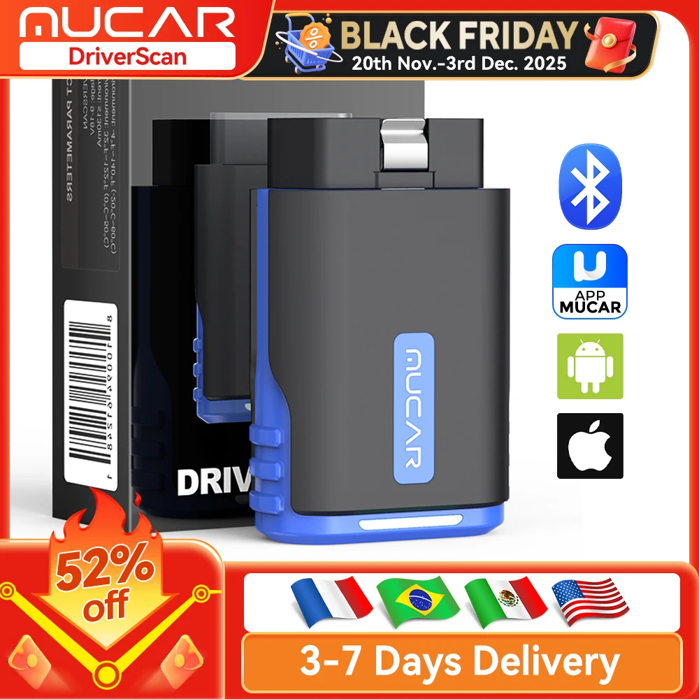 MUCAR DriverScan OBD2 Scanner Bluetooth, Bi-directional scan Tool OE Level All System Diagnostic 15 Service Function