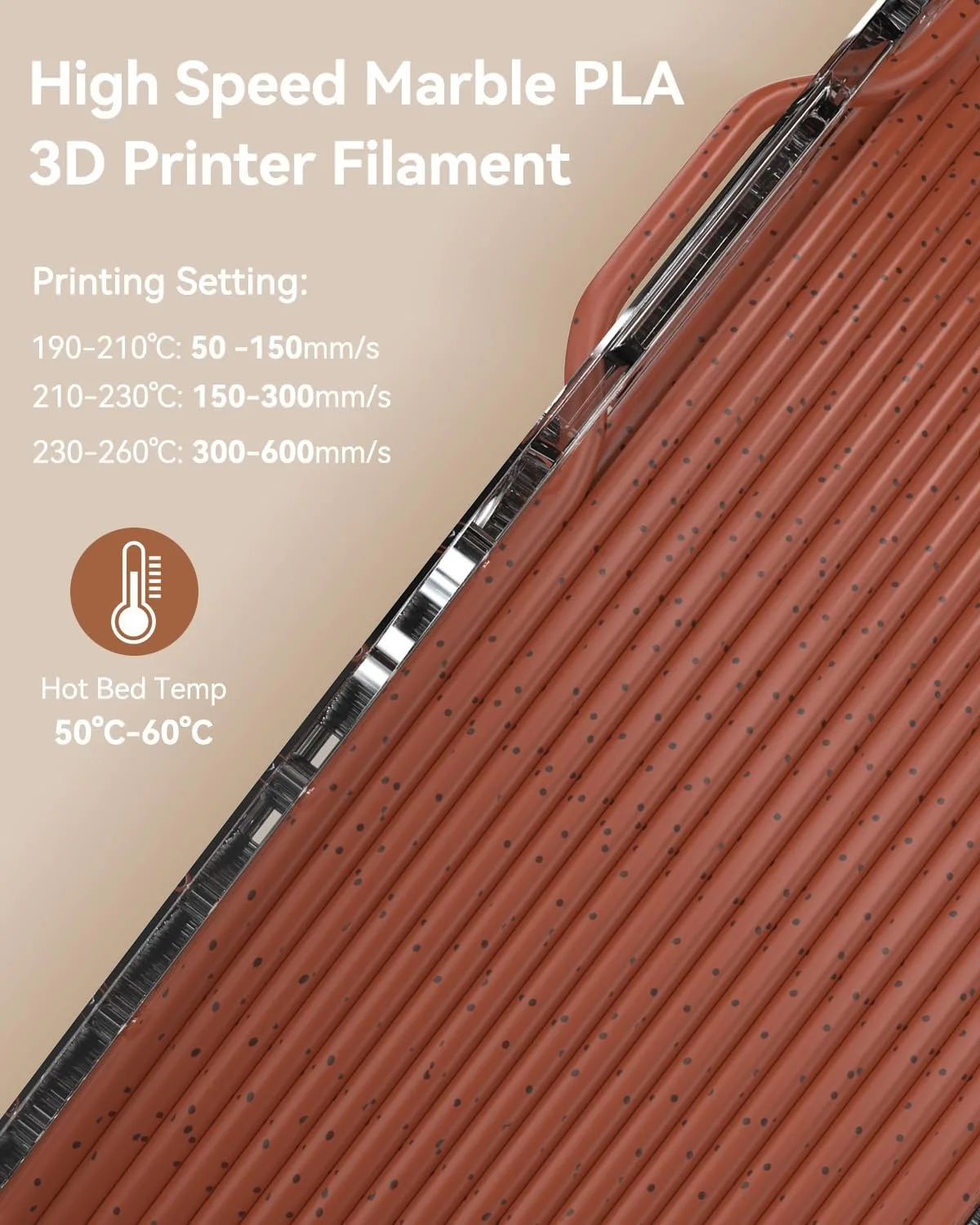 SUNLU 3KG Hochgeschwindigkeits-PLA-Marmor-Filament 1,75mm +/- 0,02 MM 1kg Spule (2,2lbs) Hochgeschwindigkeits-Druckfilament Passend für die Meisten FDM-Drucker – Detail 6