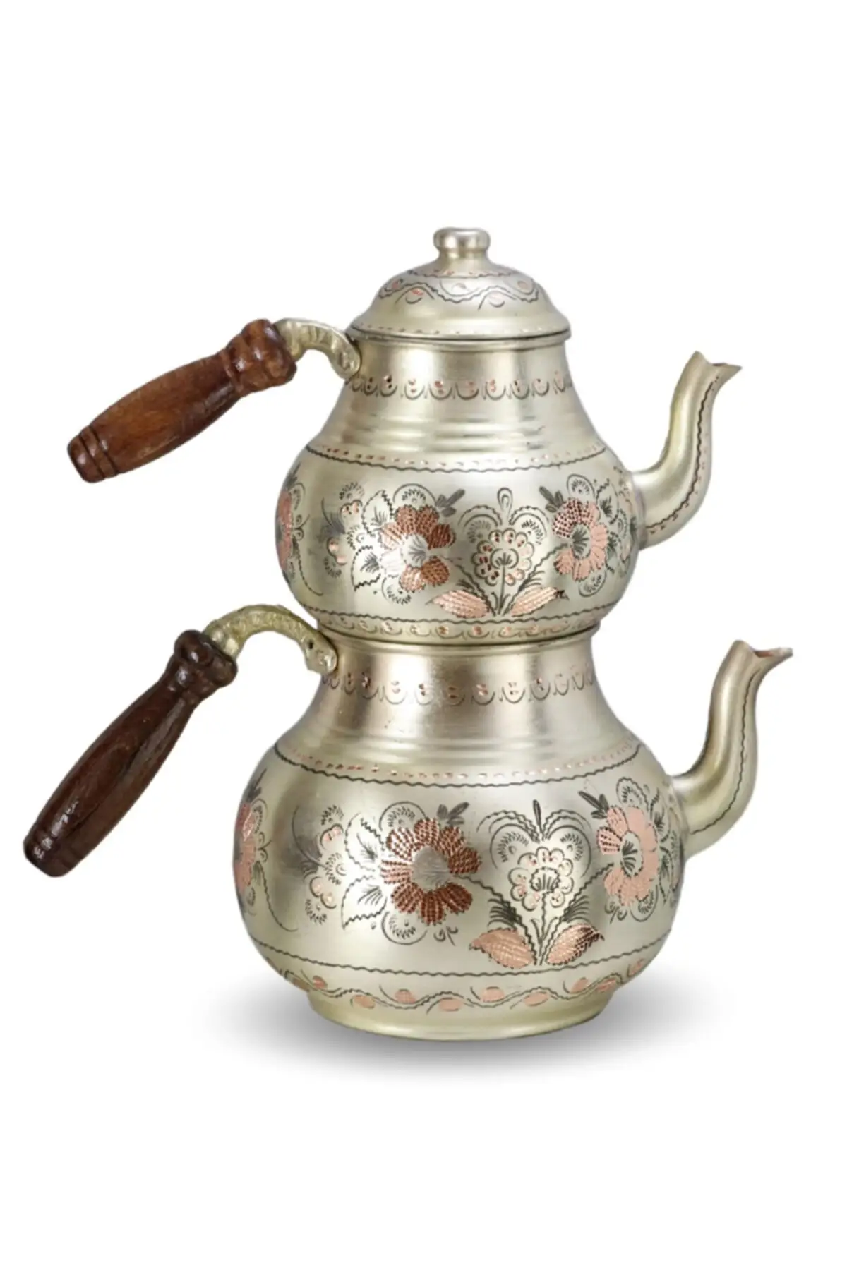 

DOLBOVI copper Tea teapot with silver-5-6 seater 2,4 Lt Cooper Tea Pots Handmade